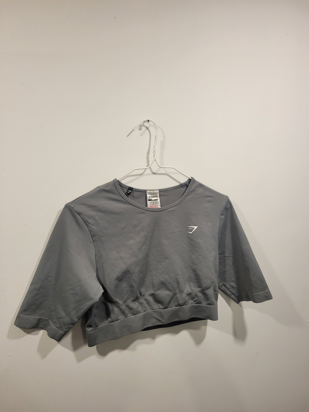 Gymshark Kids Gray Cropped Short Sleeve Hoodie Top
